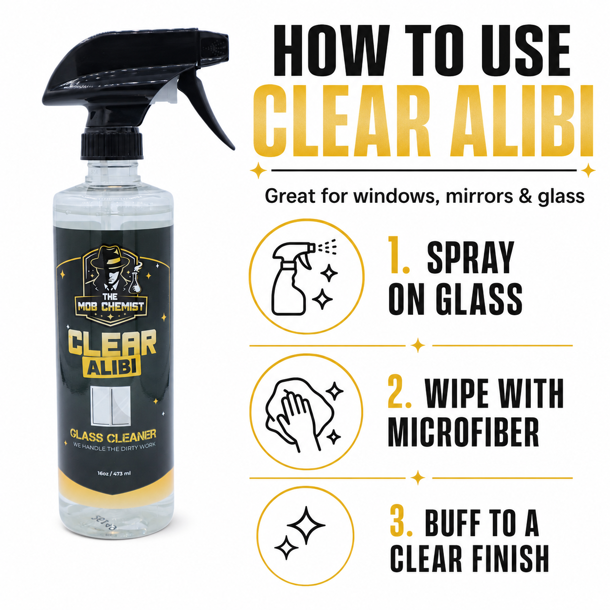 Clear Alibi Glass Cleaner – 16 oz